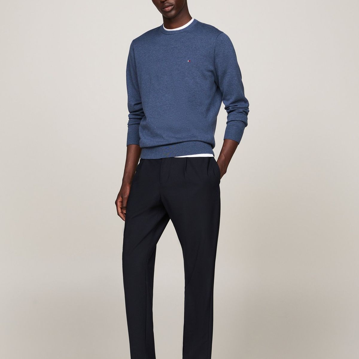 TOMMY HILFIGER - Sweater Básico Signature C-Neck Azul Tommy Hilfiger