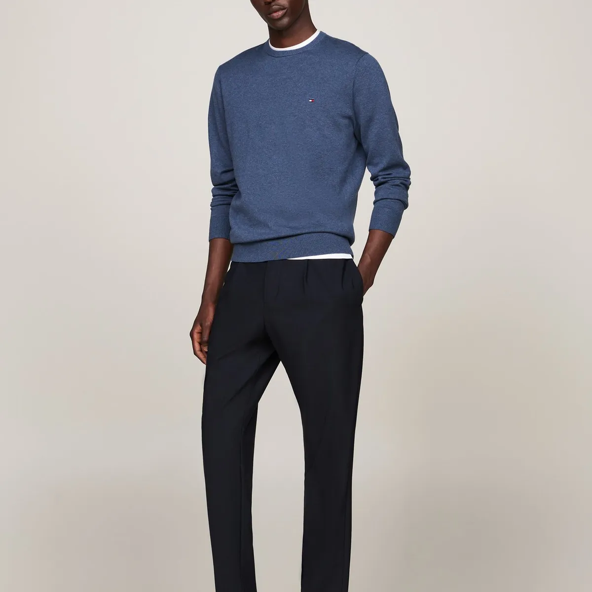 TOMMY HILFIGER - Sweater Básico Signature C-Neck Azul Tommy Hilfiger