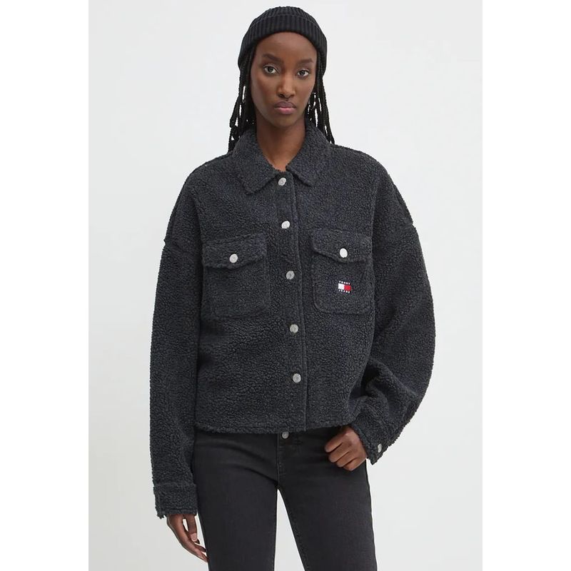 TOMMY HILFIGER - Sobrecamisa Teddy Con Logo Negro Tommy Hilfiger