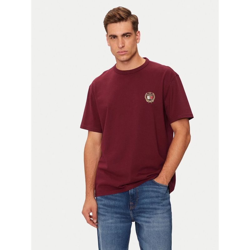 TOMMY HILFIGER - Polera Crest Flag Logo Burdeo Tommy Hilfiger