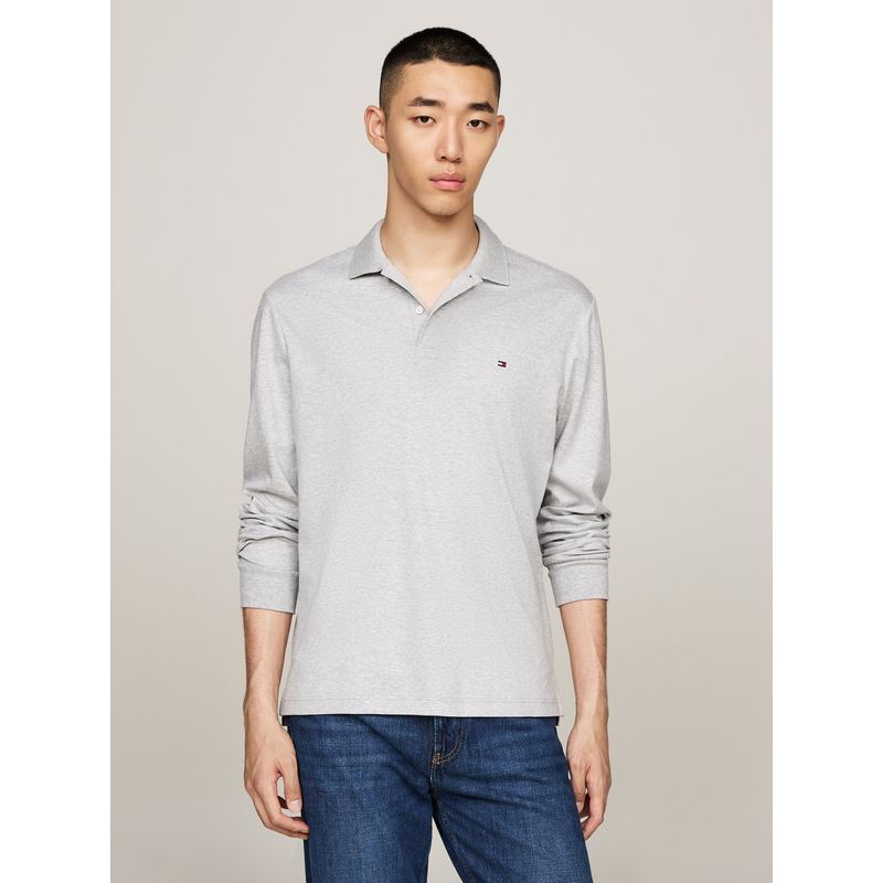 TOMMY HILFIGER - Polo Liquid Cotton Con Logo Gris Tommy Hilfiger