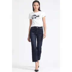 LIOLA - Jeans Slim Tiro Medio, Bordado, Indigo