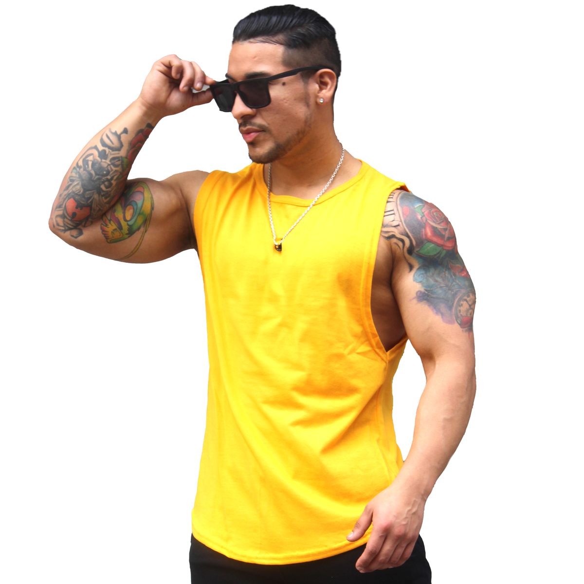 ADEMAN - Polera musculosa gym cuello redondo lisa