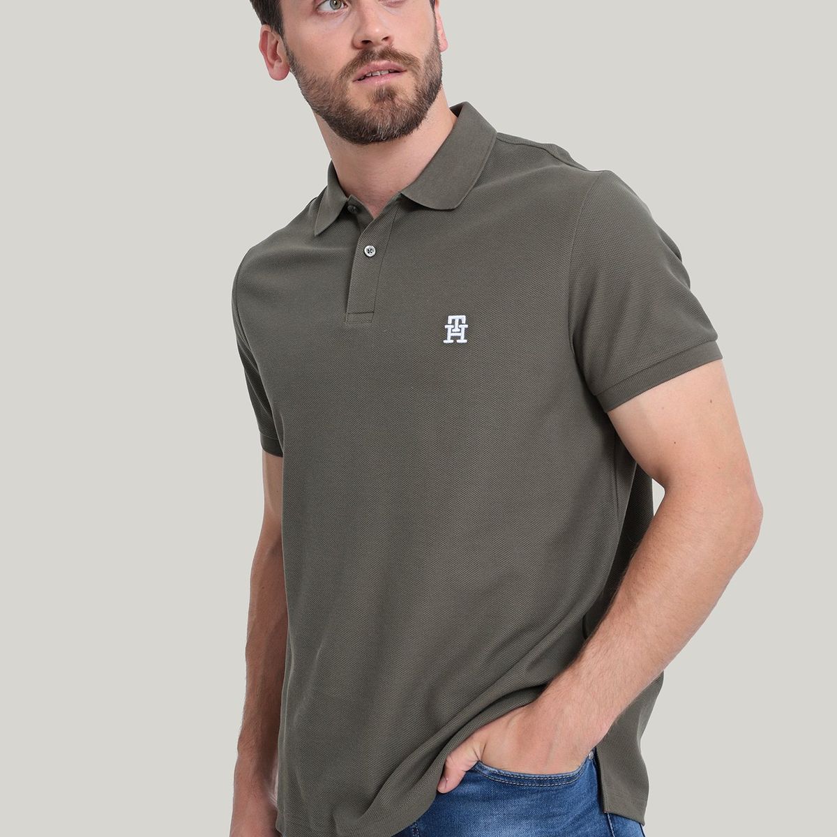 TOMMY HILFIGER - Polo Con Logo De Monogram Verde Tommy Hilfiger