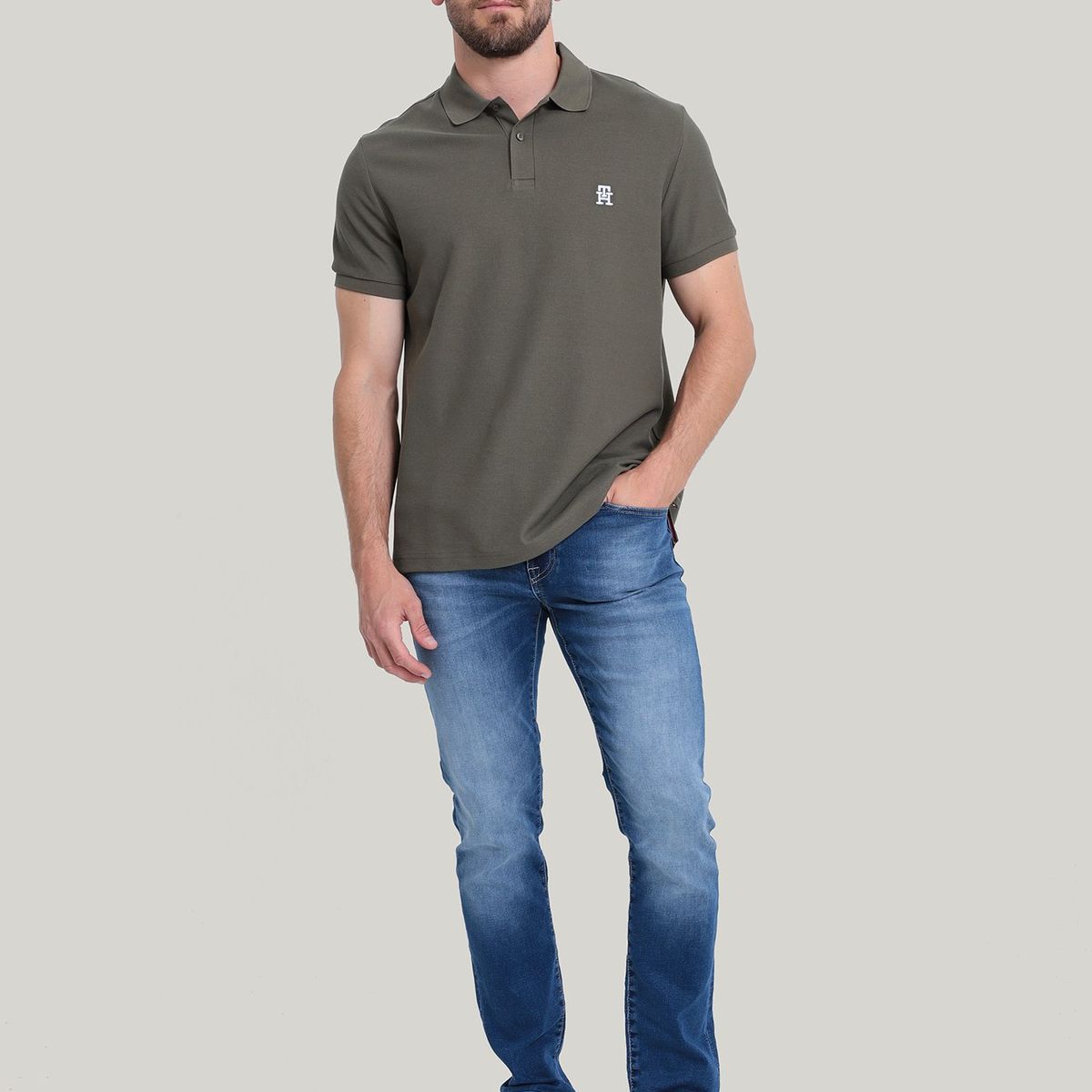 TOMMY HILFIGER - Polo Con Logo De Monogram Verde Tommy Hilfiger
