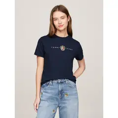 TOMMY HILFIGER - Polera Crest Linear Con Logo Azul