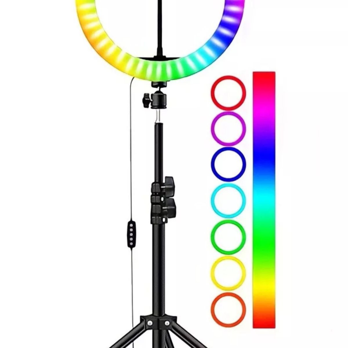 GENERICO - Aro De Luz Rgb Multicolor De 26 CM