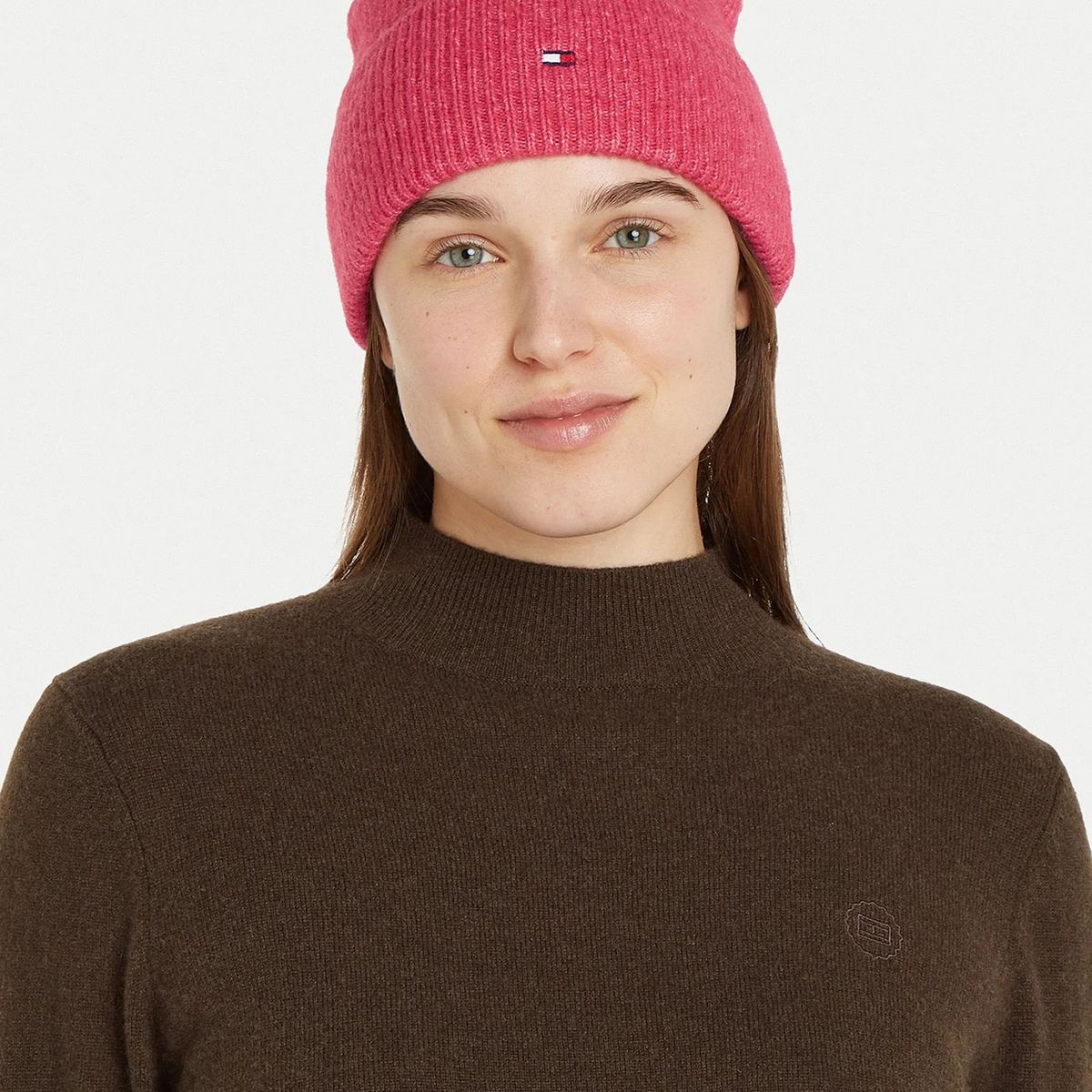 TOMMY HILFIGER - Beanie Essential Con Logo Rosado Tommy Hilfiger