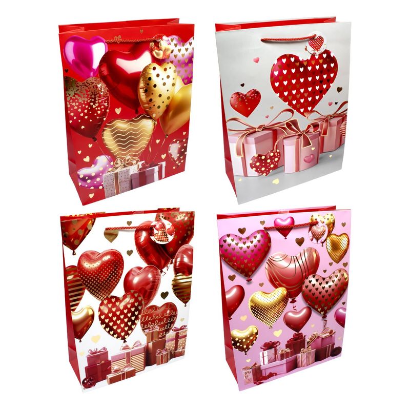 GENERICO - BOLSA DE REGALO GLOBOS CORAZON 26X32 X12UNI