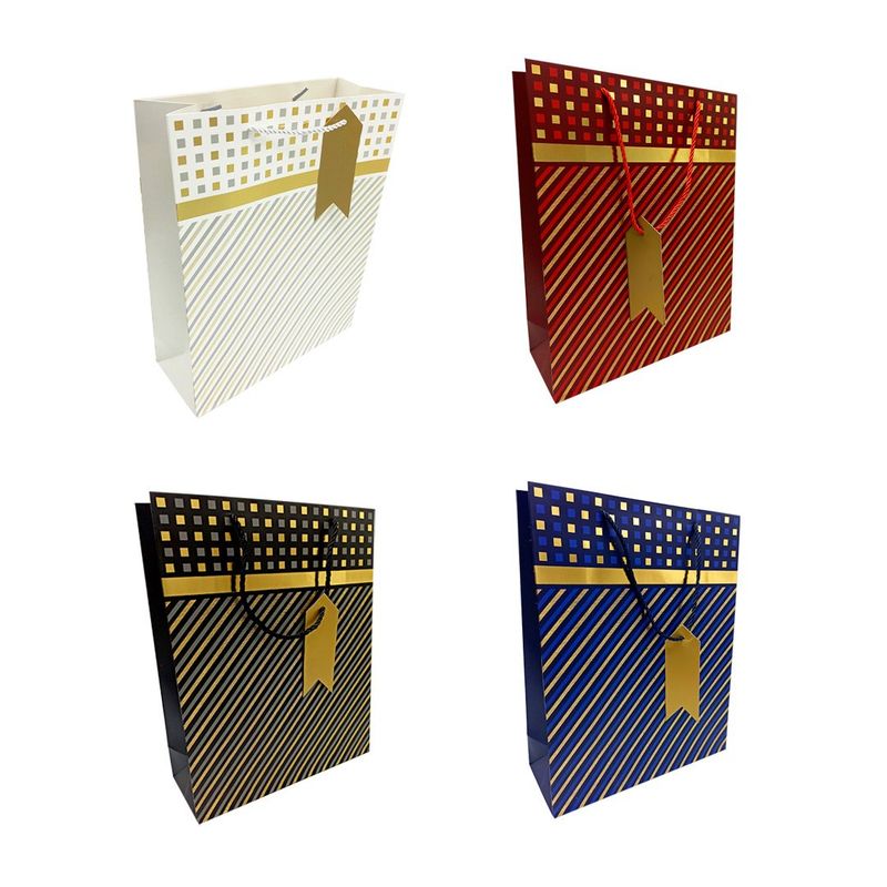 GENERICO - BOLSA DE REGALO GOLDEN STRIPES 26X32 X1UNI