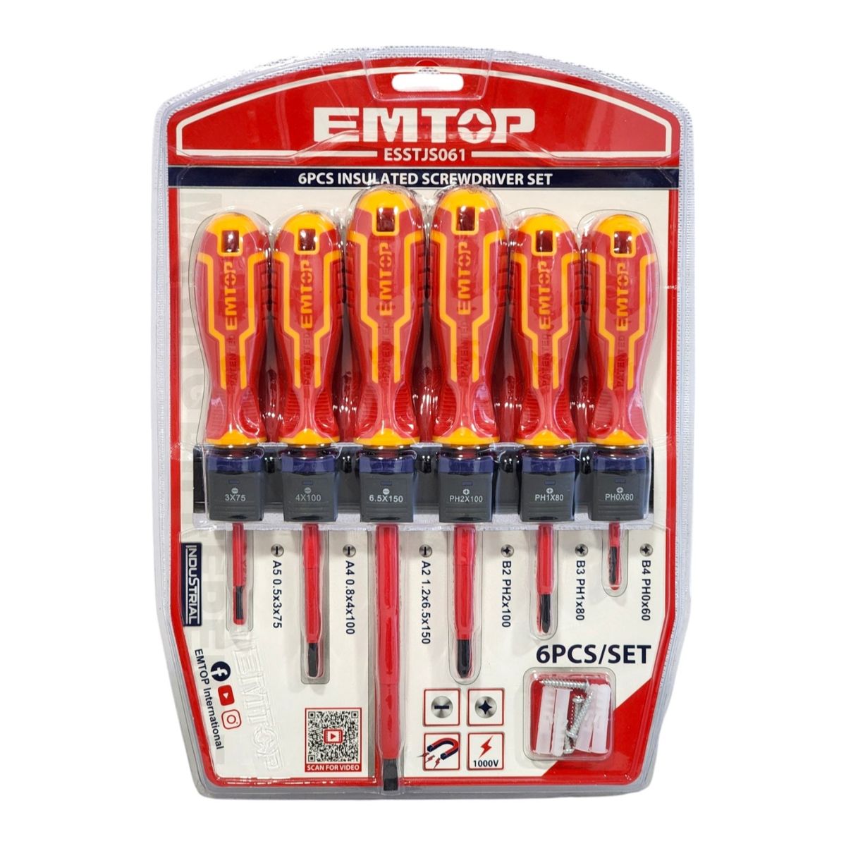 EMTOP - Kit 6 Destornilladores Aislados 1000v Emtop ESSTJS061