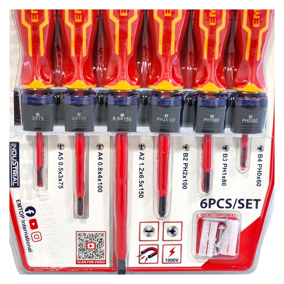 EMTOP - Kit 6 Destornilladores Aislados 1000v Emtop ESSTJS061