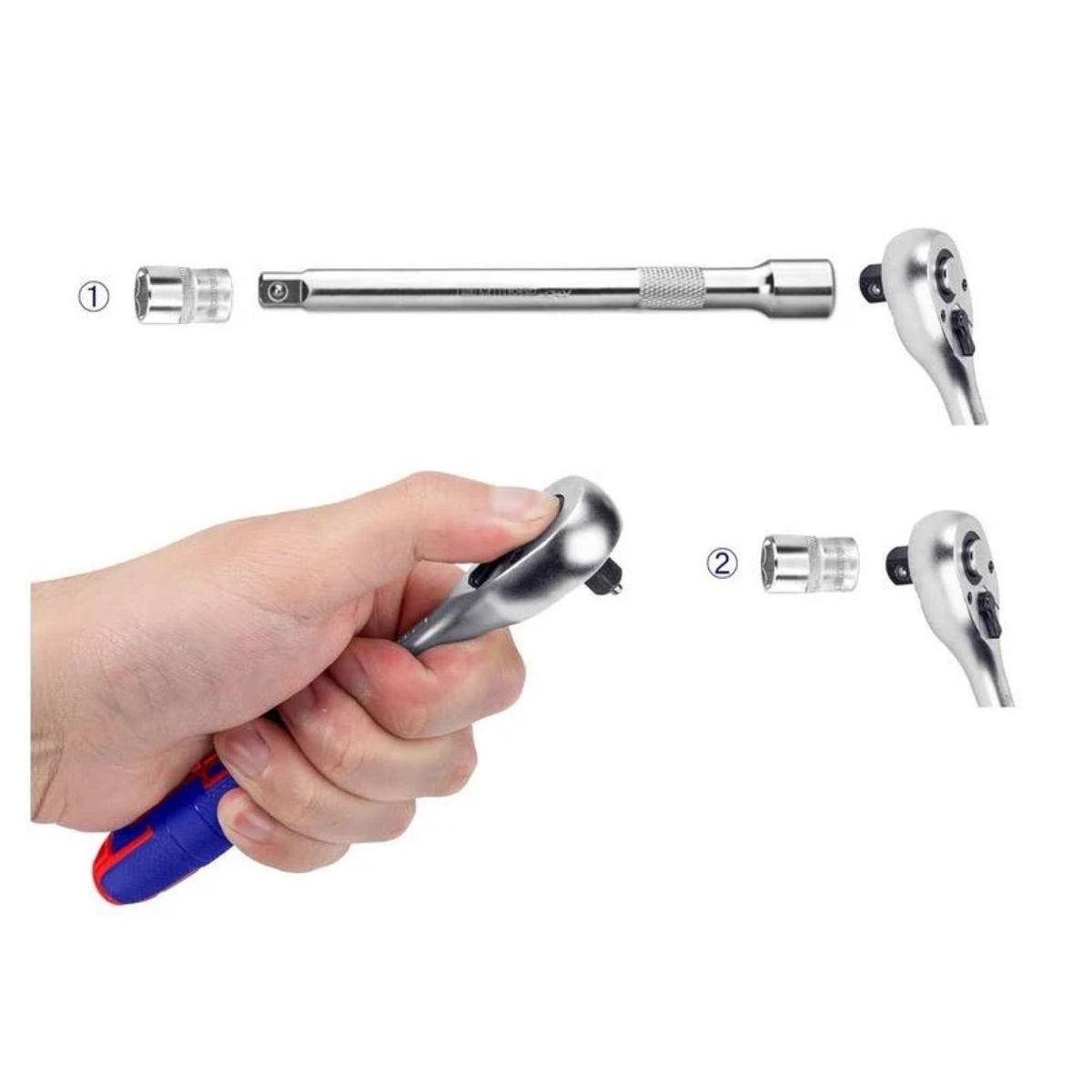 EMTOP - Kit de 14 Piezas Dados Ratchet 1/4 45t EMTOP