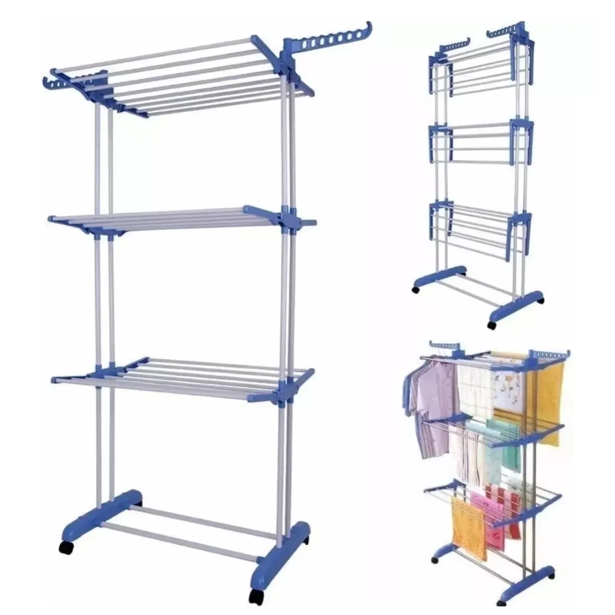 GENERICO - Tendedero Colgador Para Ropa Tamaño Xl 6 Alas Con Ruedas