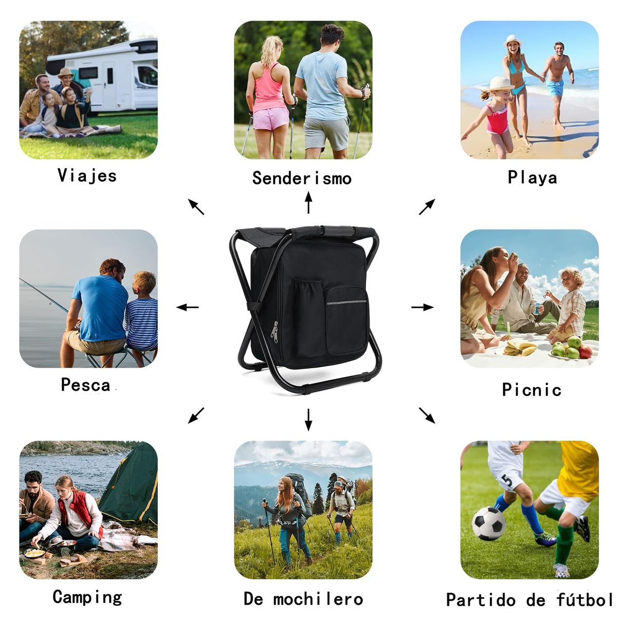 GENERICO - Silla Plegable Taburete Portàtil Con Bolsa Multiusos Mochila