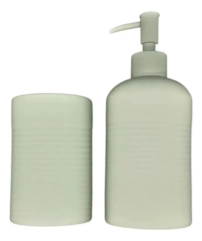 Set De Bano 2 Piezas Ceramica Jabon Porta Cepillo Vd