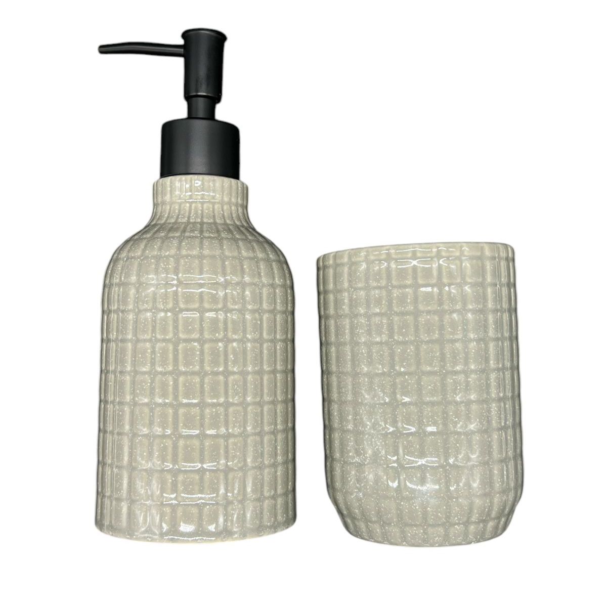 OEM - Set De Baño 2 Piezas Ceramica Jabon Porta Cepillo Brillante