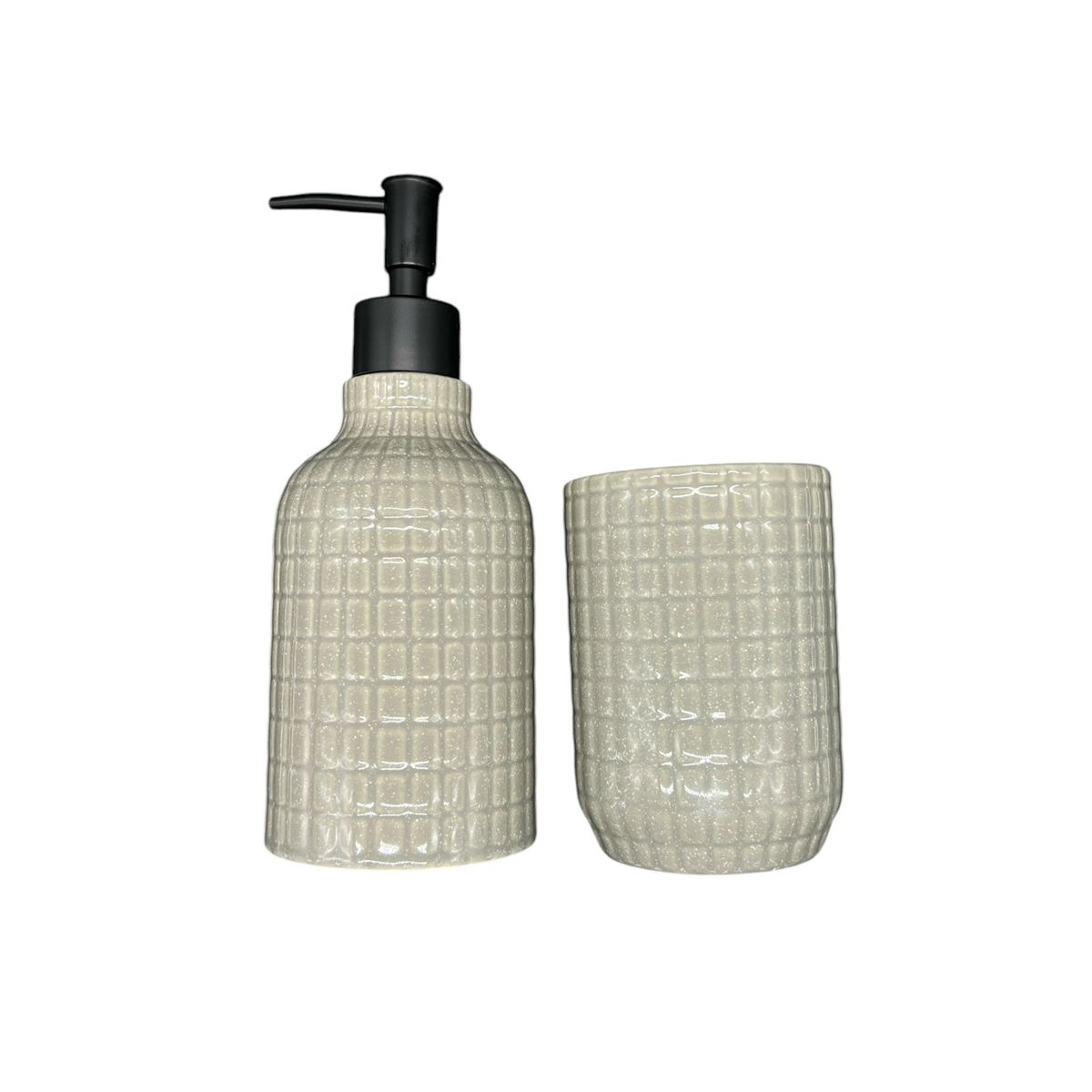 OEM - Set De Baño 2 Piezas Ceramica Jabon Porta Cepillo Brillante