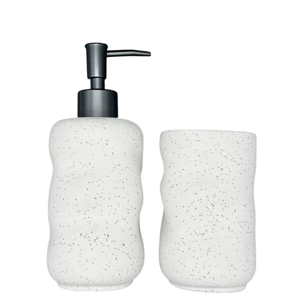 OEM - Set De Baño 2 Piezas Ceramica Jabon Porta Cepillo Bn