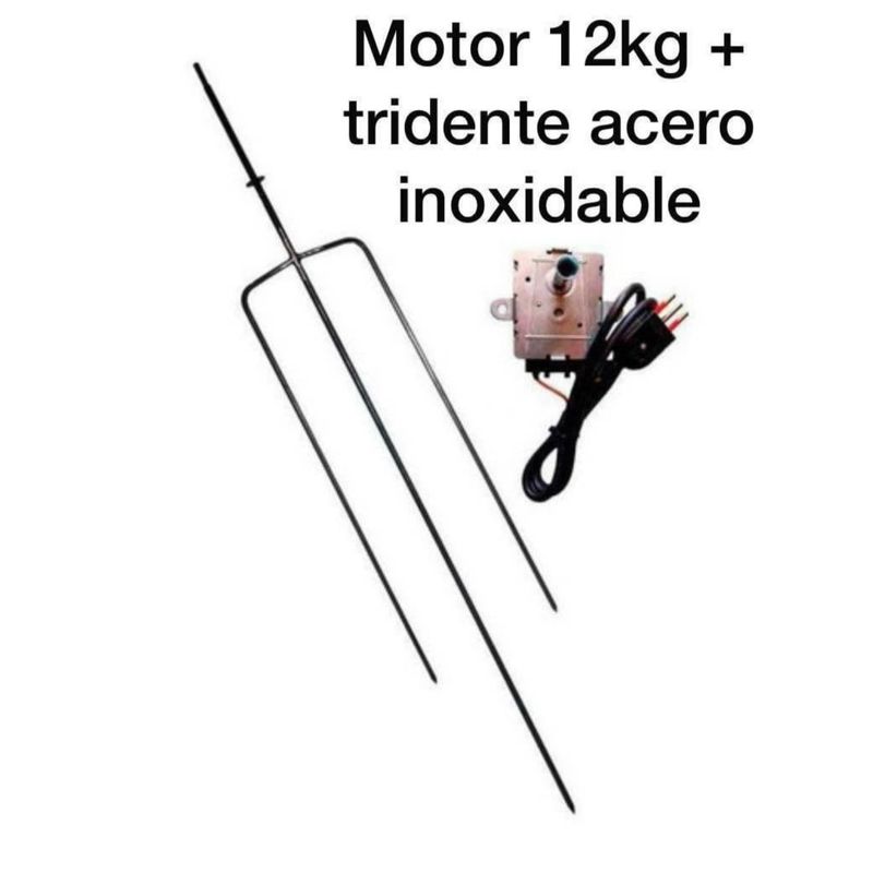 GENERICO - MOTOR SPIEDO 10 KG + TRIDENTE ACERO INOXIDABLE 120CM