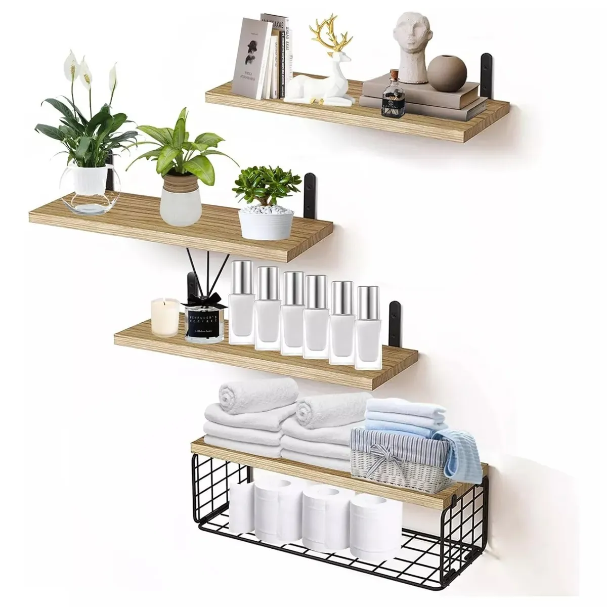 TATEE - set4 Organizador De Ducha Estante de almacenamiento Repisas Flotantes