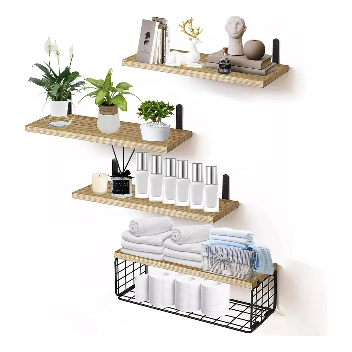 TATEE - set4 Organizador De Ducha Estante de almacenamiento Repisas Flotantes