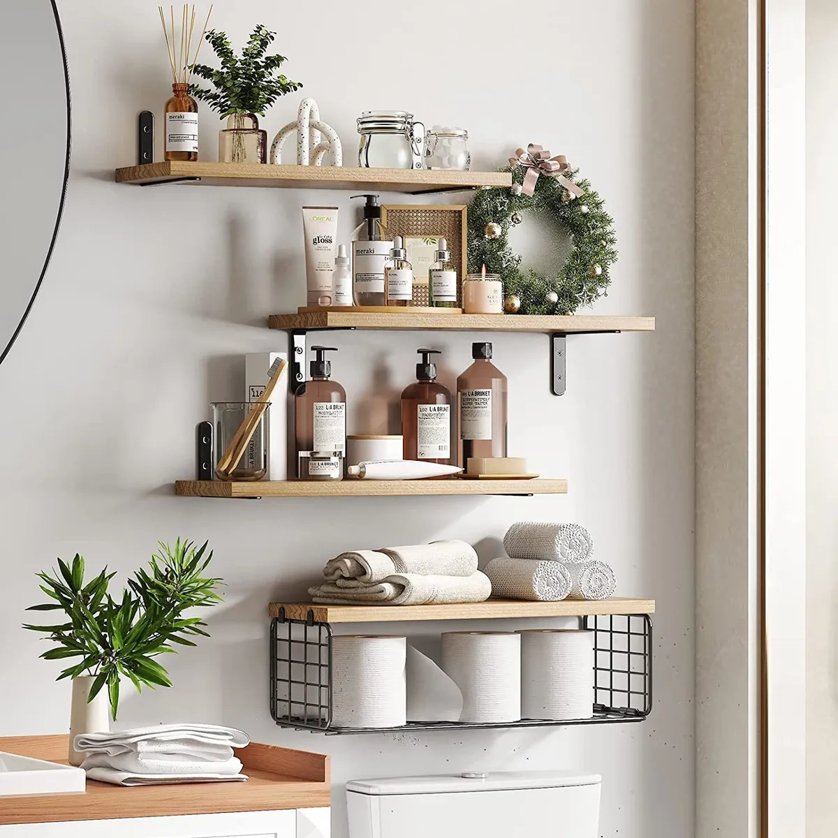 TATEE - set4 Organizador De Ducha Estante de almacenamiento Repisas Flotantes