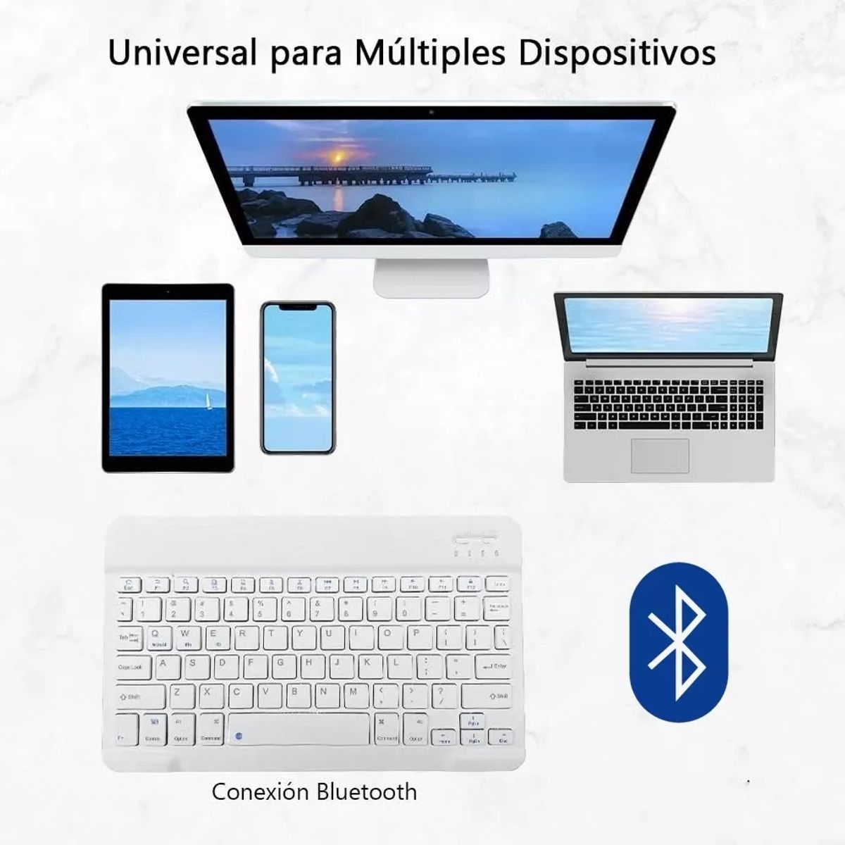 TATEE - Teclado Bluetooth Inalámbrico Español Para iPad Y Tableta Blanco