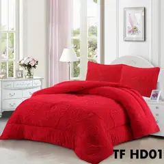 ANGELES DEL HOGAR - COBERTOR CON CHIPORRO DISEÑO MARIPOSA 2 PLAZA ROJO