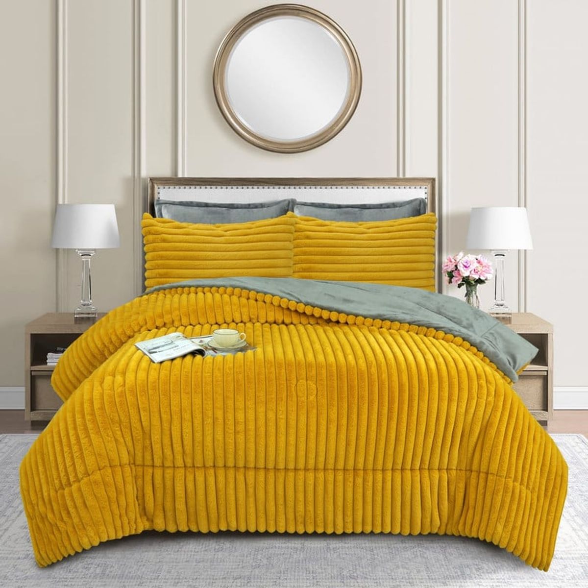 ANGELES DEL HOGAR - COBERTOR  DE INVIERNOCON CHIPORRO DISEÑO LINEA 2 PLAZA AMARILLO