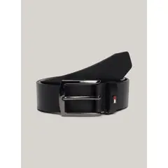 TOMMY HILFIGER - Cinturón Denton De Cuero Con Logo Esmaltado Negro