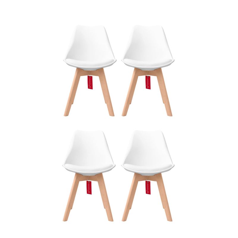 VINCENZI - Pack de 4 sillas eames con cojín blancas París