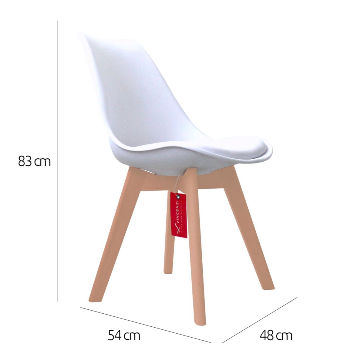 VINCENZI - Pack de 4 sillas eames con cojín blancas París