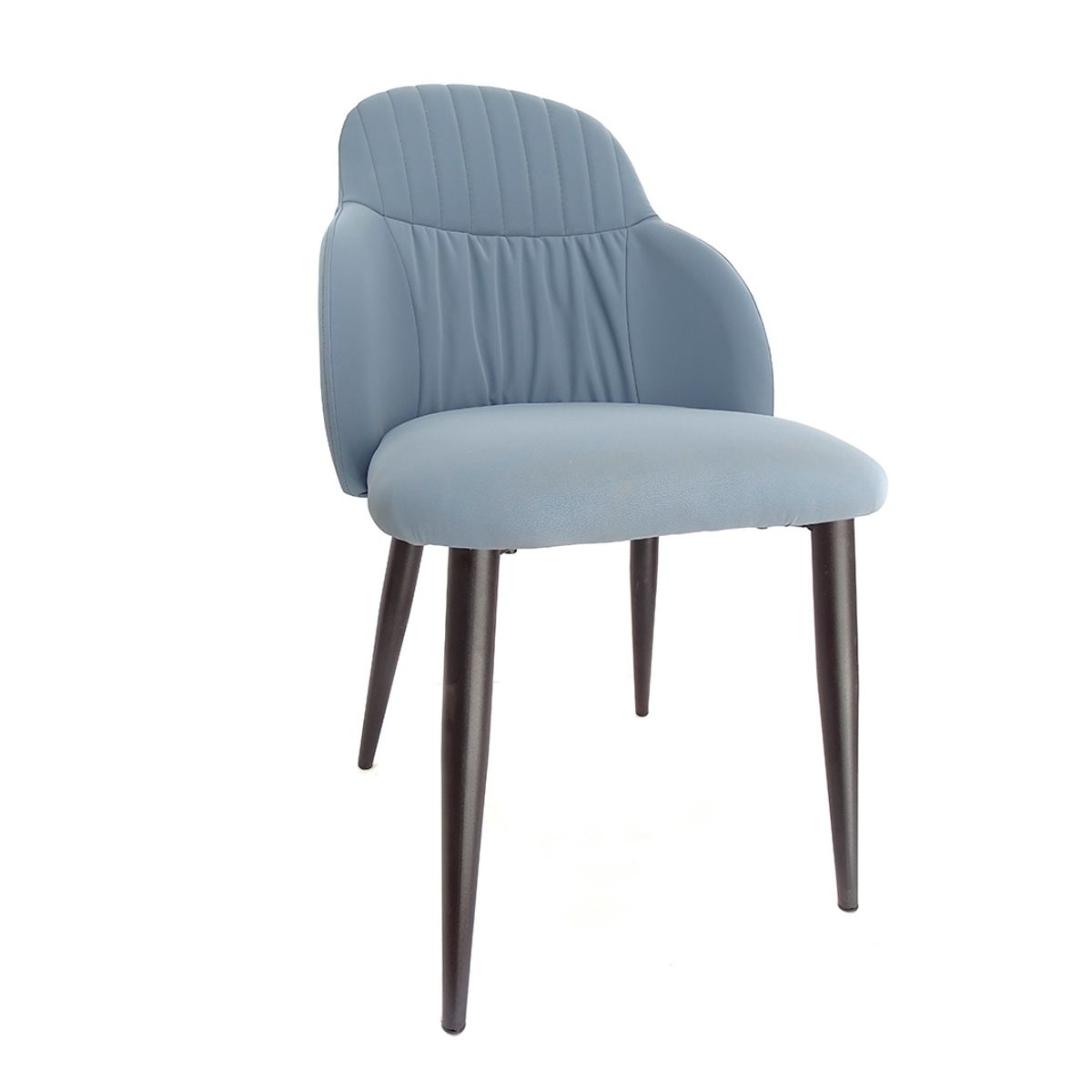 GENERICO - Sitial Gris De Ecocuero Con Patas Negras De Metal