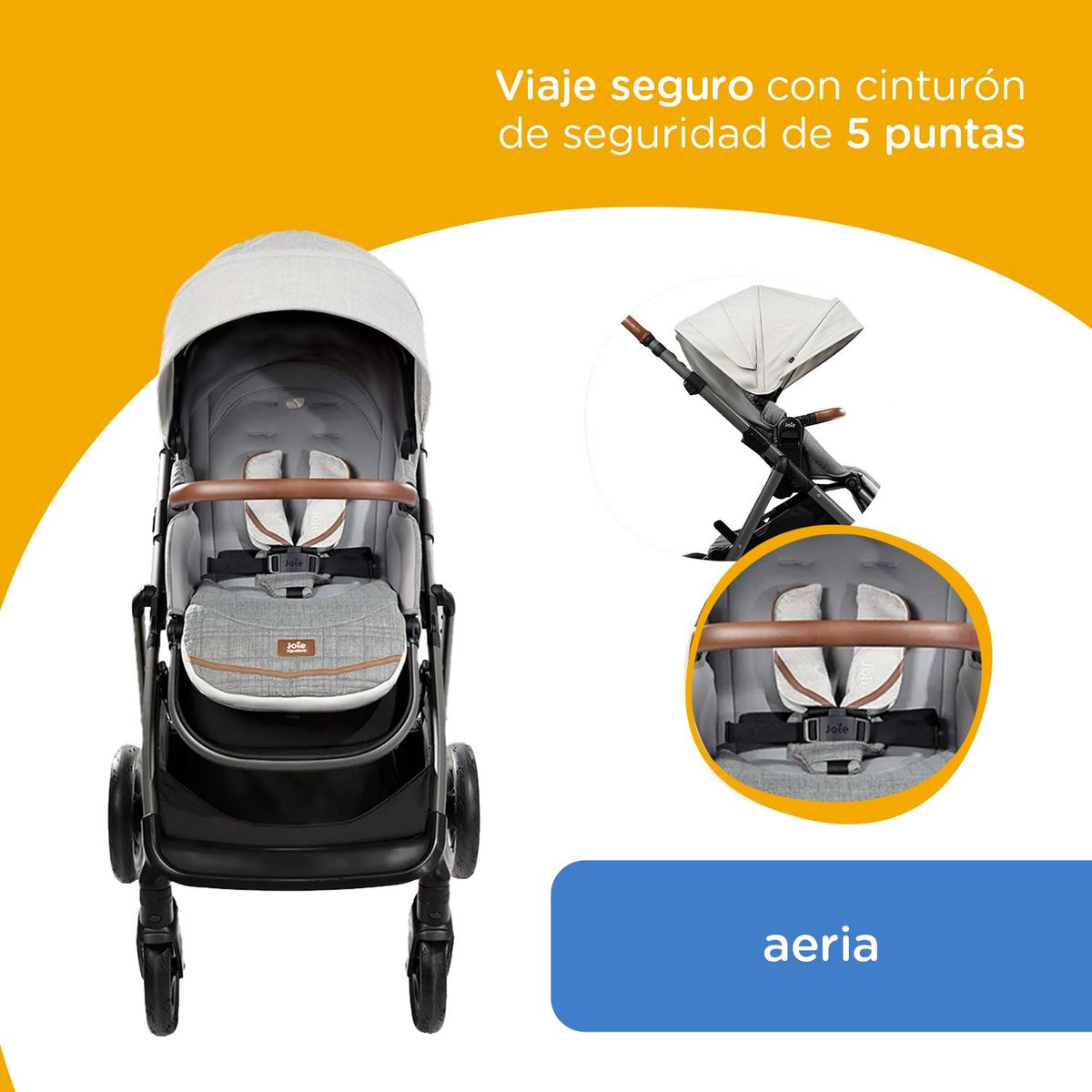 JOIE - Coche Paseo Aeria Ajustable Oyster Joie