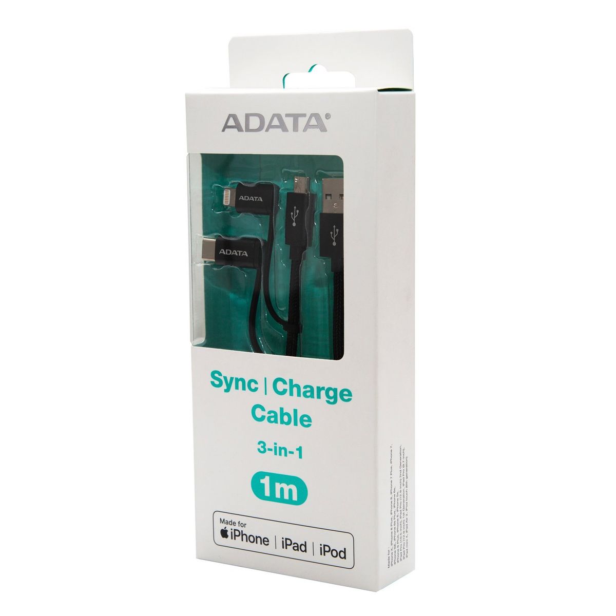 ADATA - CABLE ADATA MICRO USB 3 EN 1 BLACK