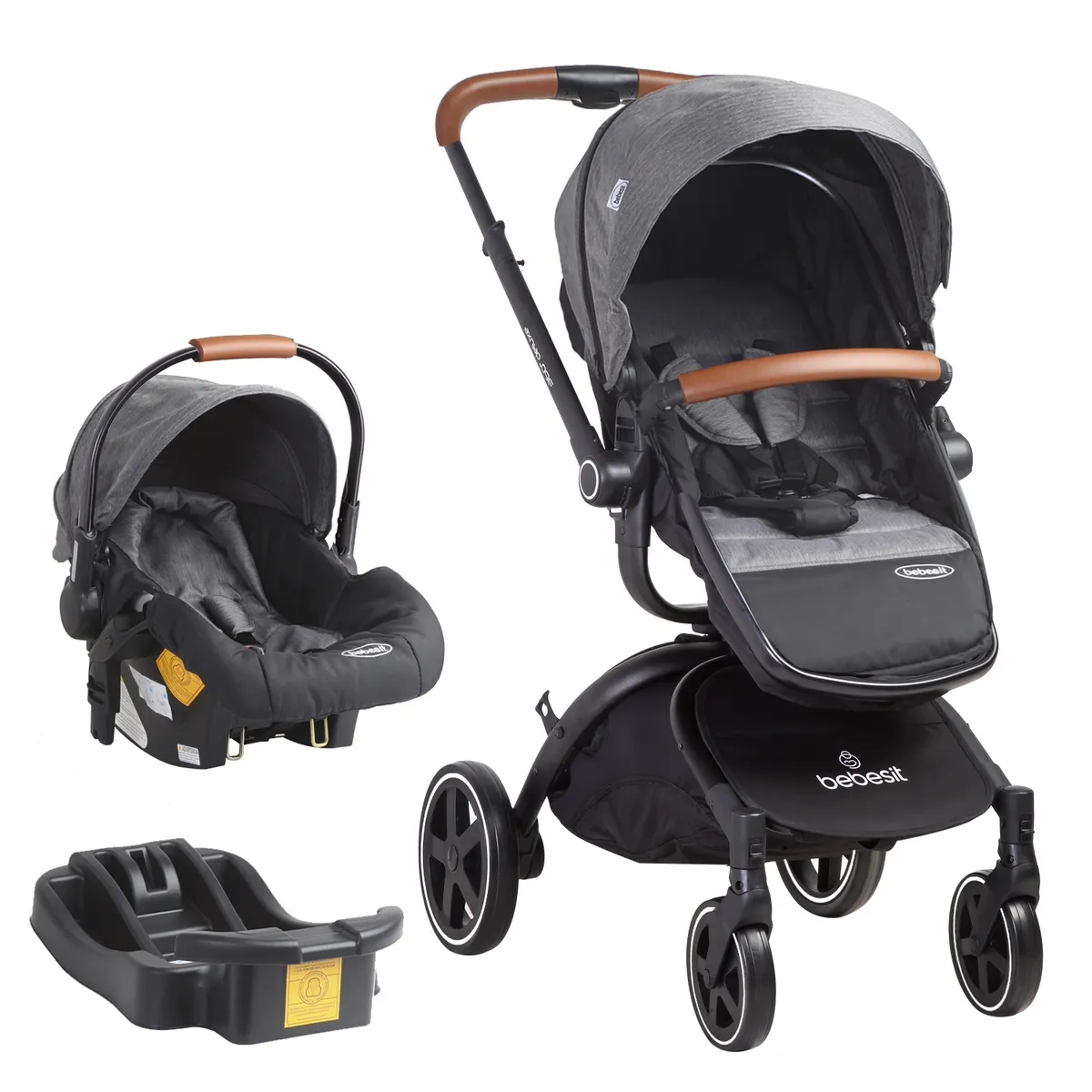BEBESIT - Coche Travel System Deluxe 360° SX Gris