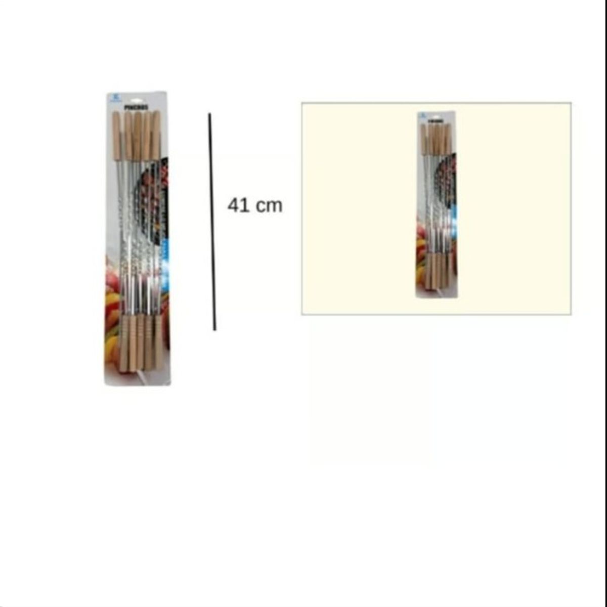 GENERICO - Pinchos Para Barbacoa Parilla Asado Acero BBQ 41Cm