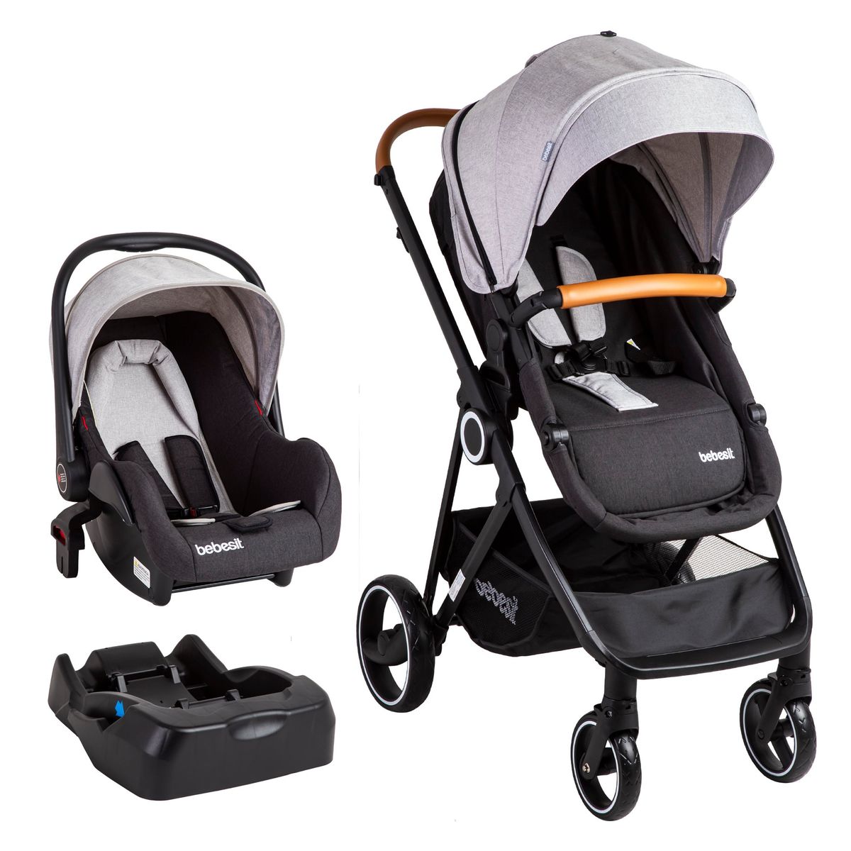 BEBESIT - Coche Cuna Travel System Cosmos Gris