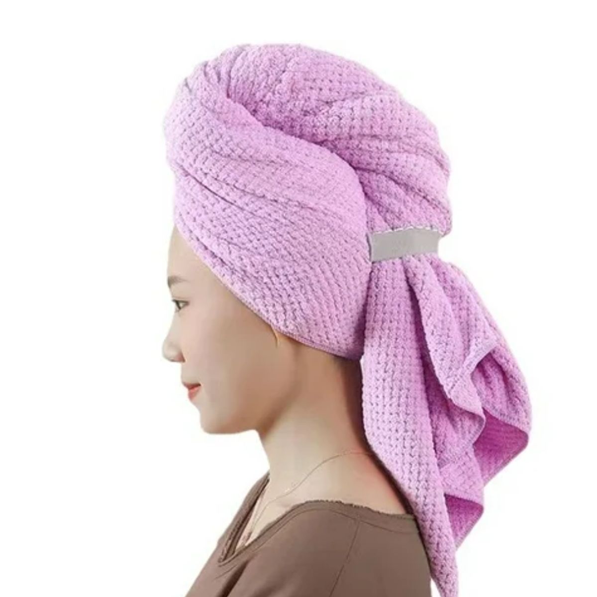 GENERICO - Toalla Secado De Pelo Súper Absorbente Microfibra Lila 60x105 Cm