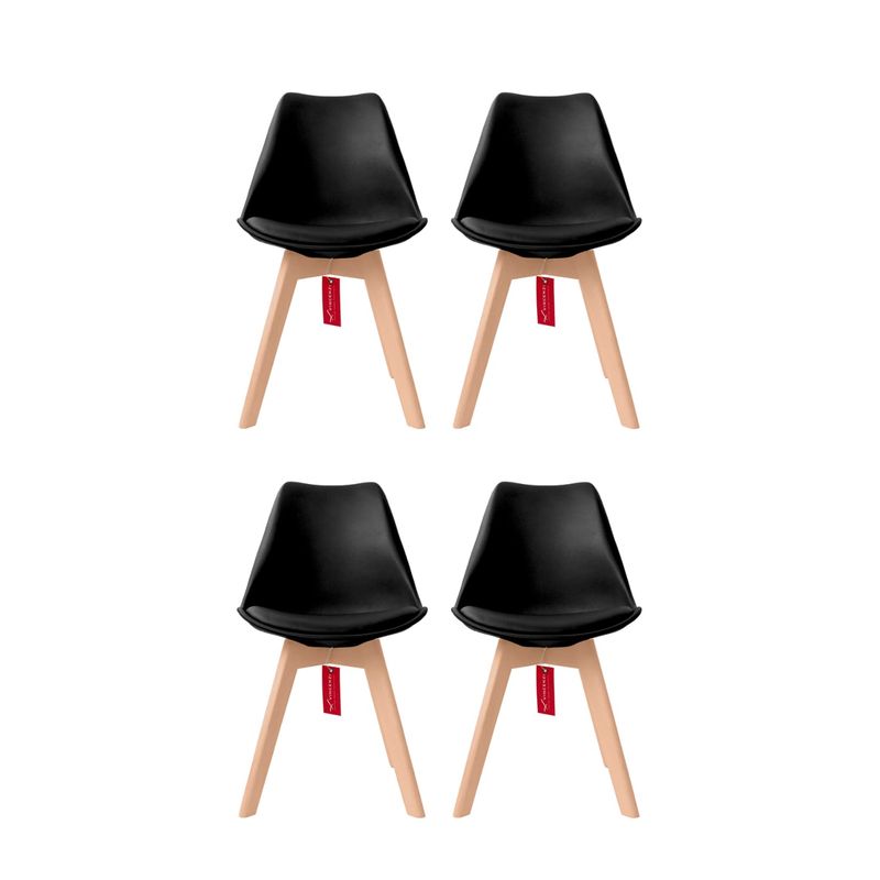 VINCENZI - Pack de 4 sillas eames con cojín negras París