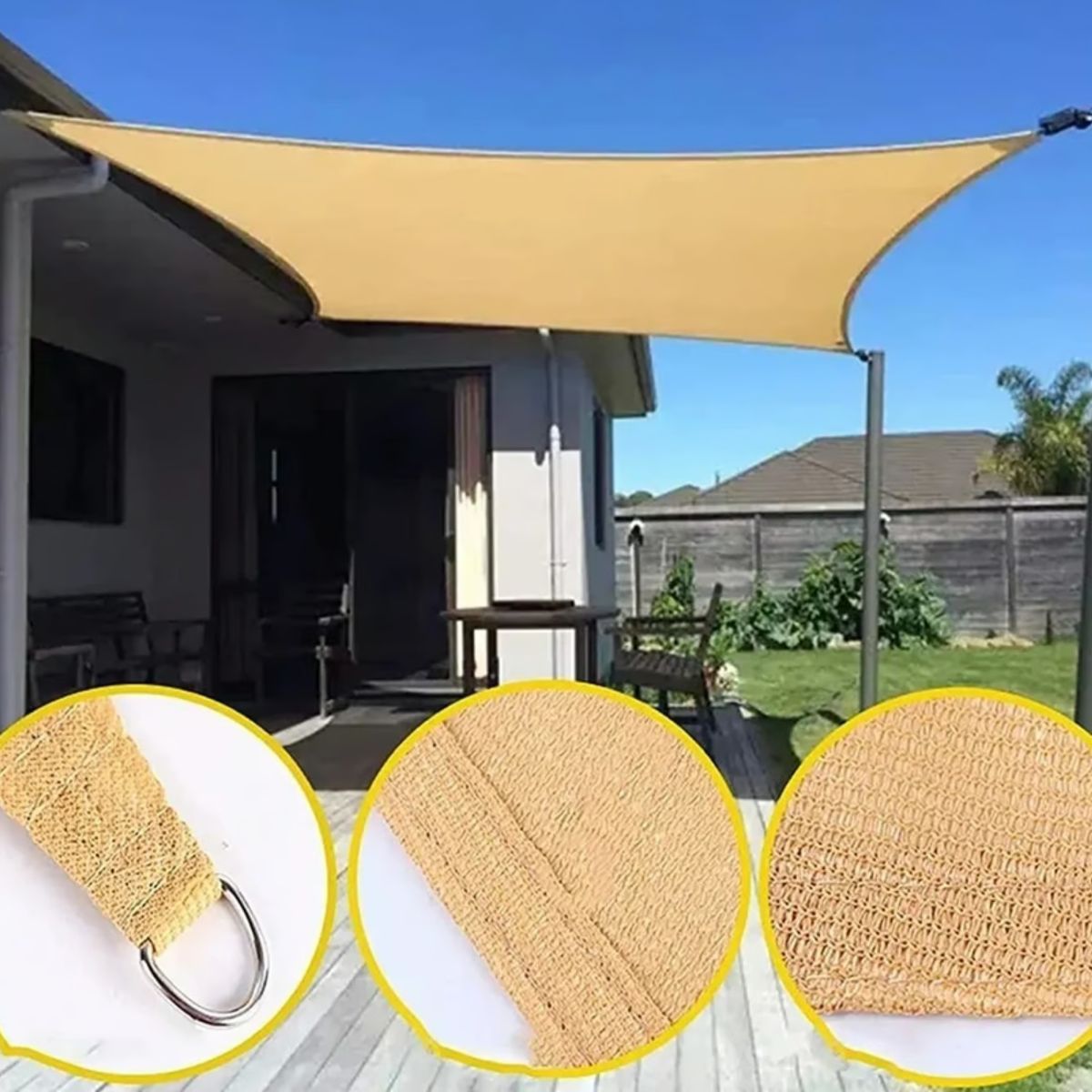 GENERICO - Toldo Vela Sombra Rectangular 35x5 Beige