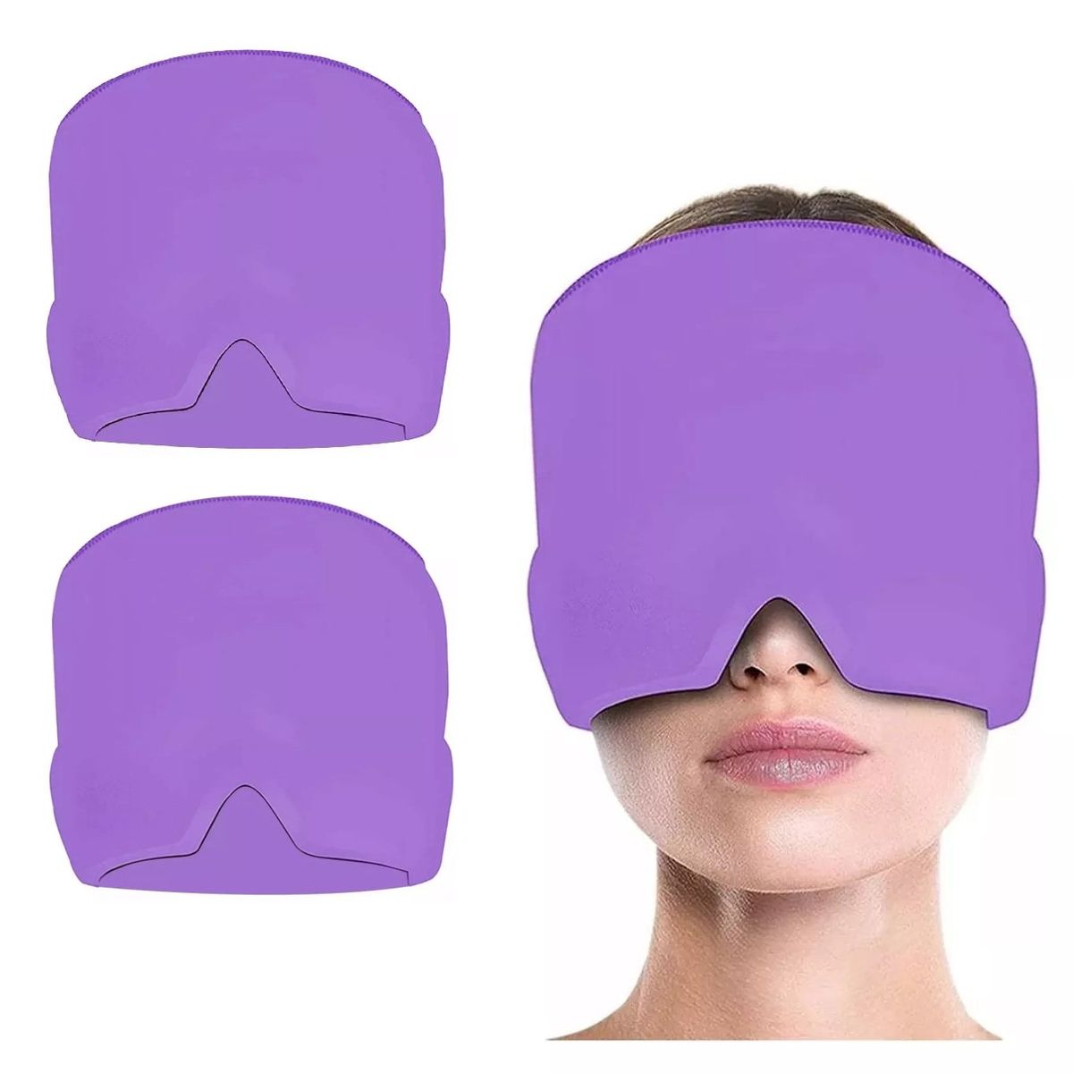 GENERICO - Pack X2 Gorro Gel Alivio De Migraña Frío Calor Color Morado