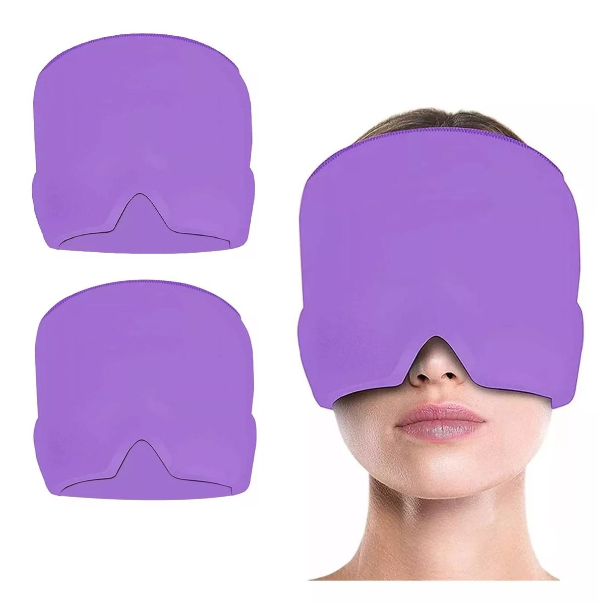 GENERICO - Pack X2 Gorro Gel Alivio De Migraña Frío Calor Color Morado