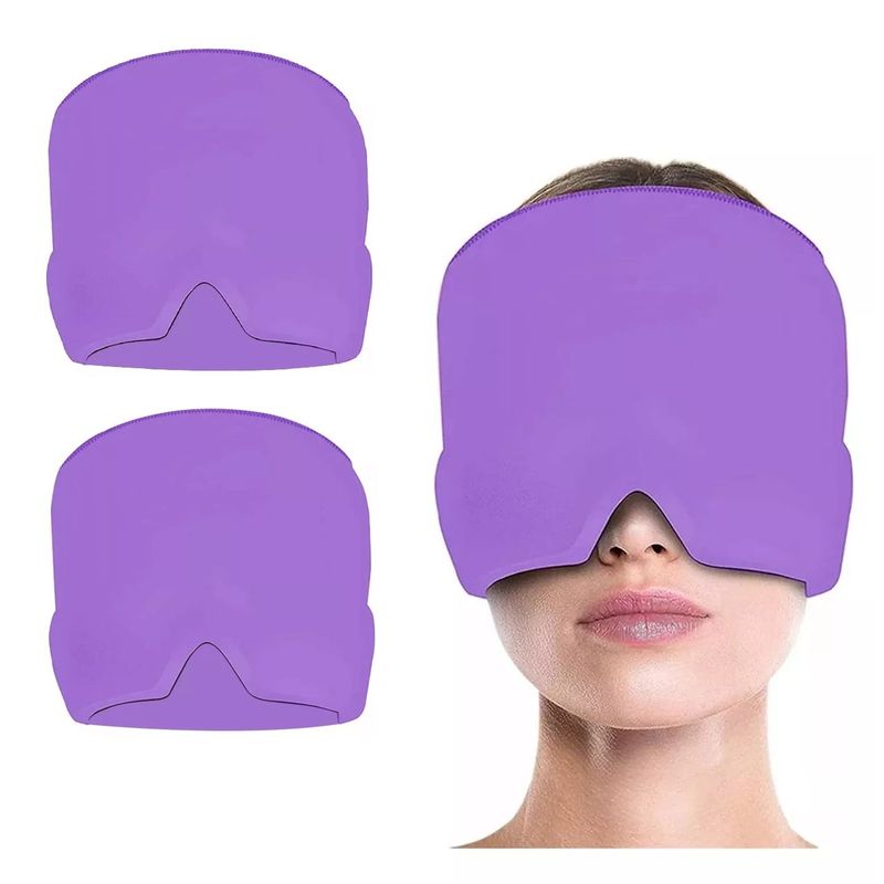 GENERICO - Pack X2 Gorro Gel Alivio De Migraña Frío Calor Color Morado