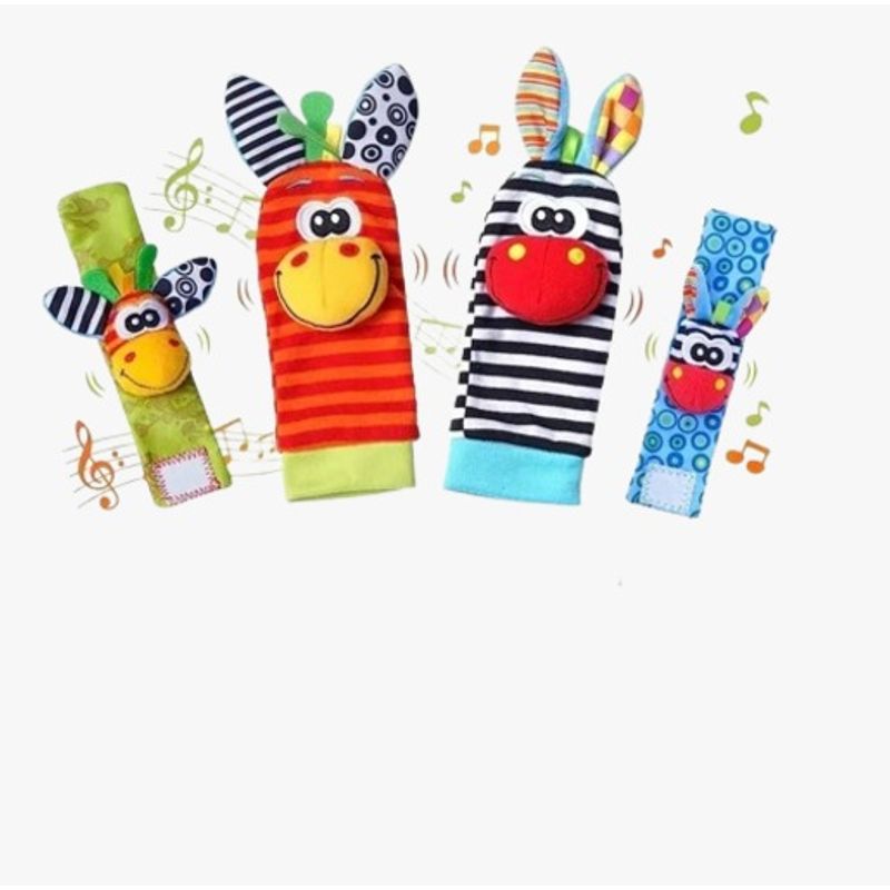 GENERICO - Juguete Sonajero Manos + Pies Bebe Niño Niña Pack 4 Piezas