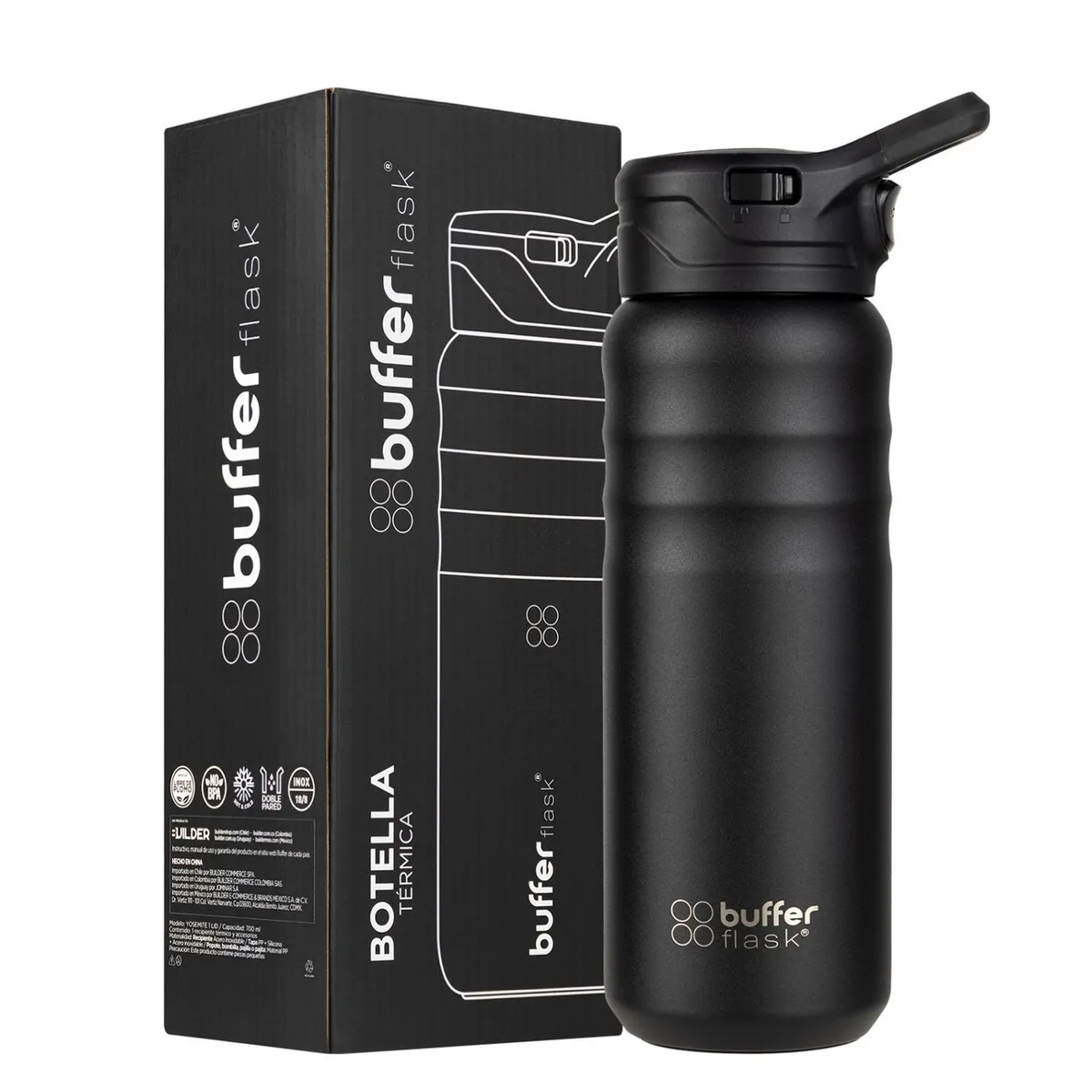 BUFFER FLASK - Termo Botella Termica Buffer 700ml Botella Agua - Negro