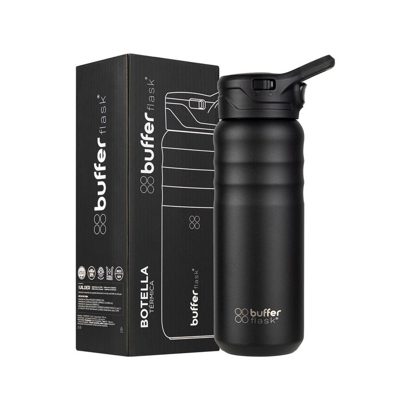 BUFFER FLASK - Termo Botella Termica Buffer 700ml Botella Agua Acero Inox - Negro