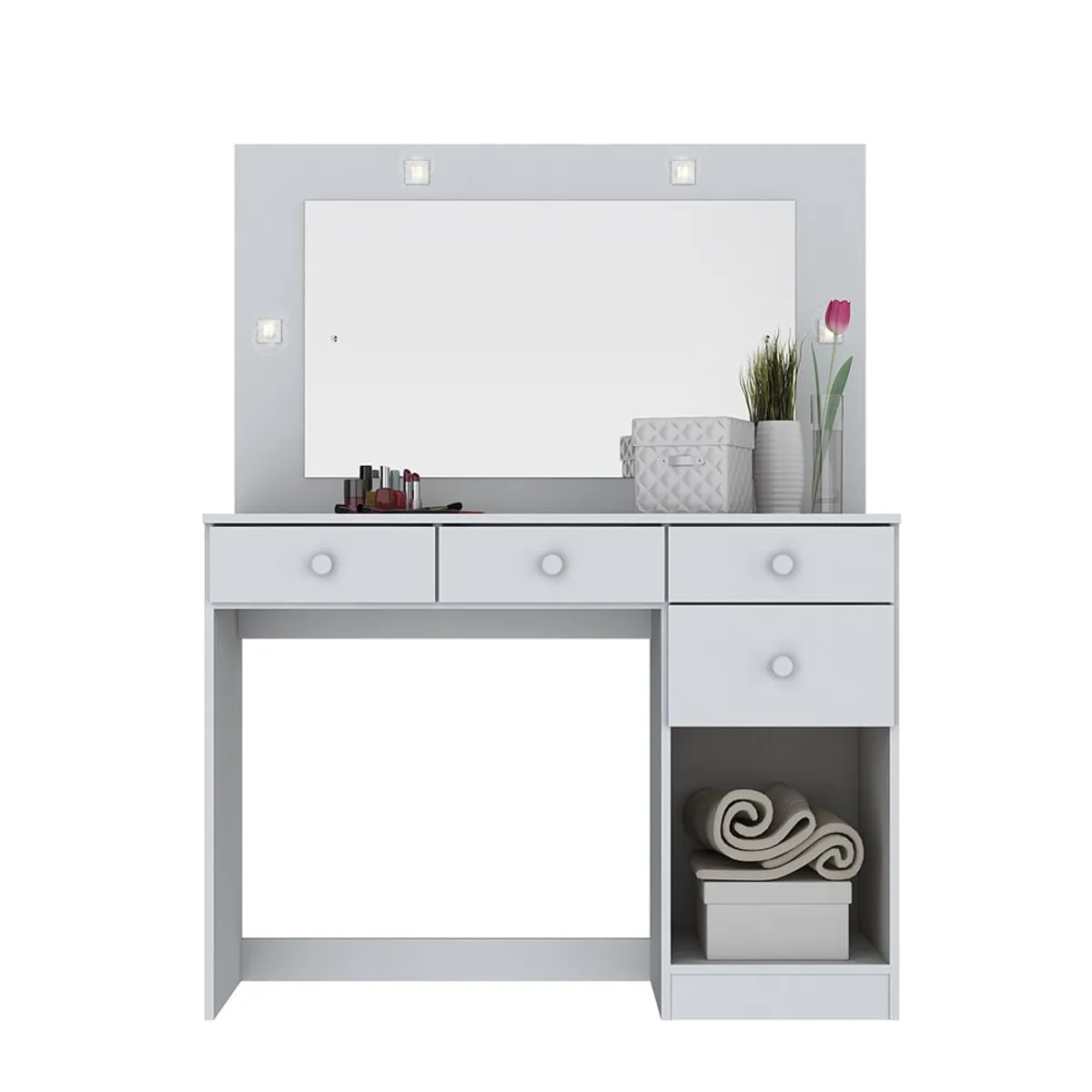 HOME MOBILI - Tocador Daisy 1P 4C Blanco+Espejo