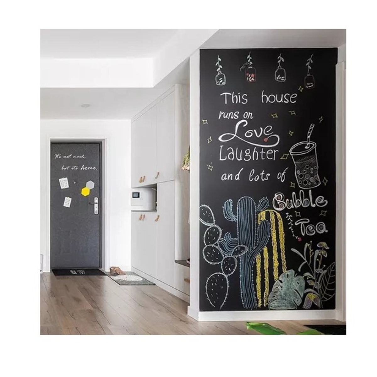 GENERICO - PIZARRA ADHESIVA COLOR NEGRA DE 100X45CM INCLUYE TIZAS